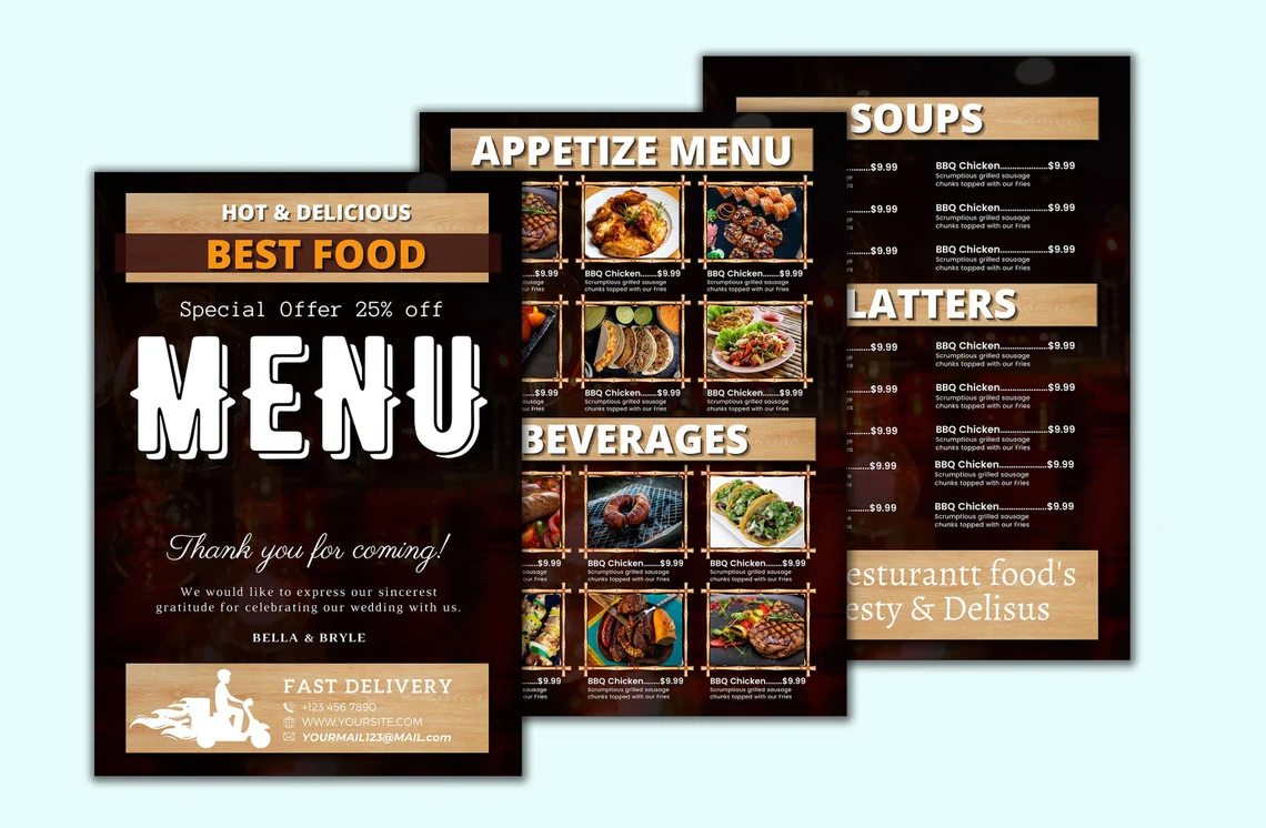 Menu gấp 3 cán màng mờ